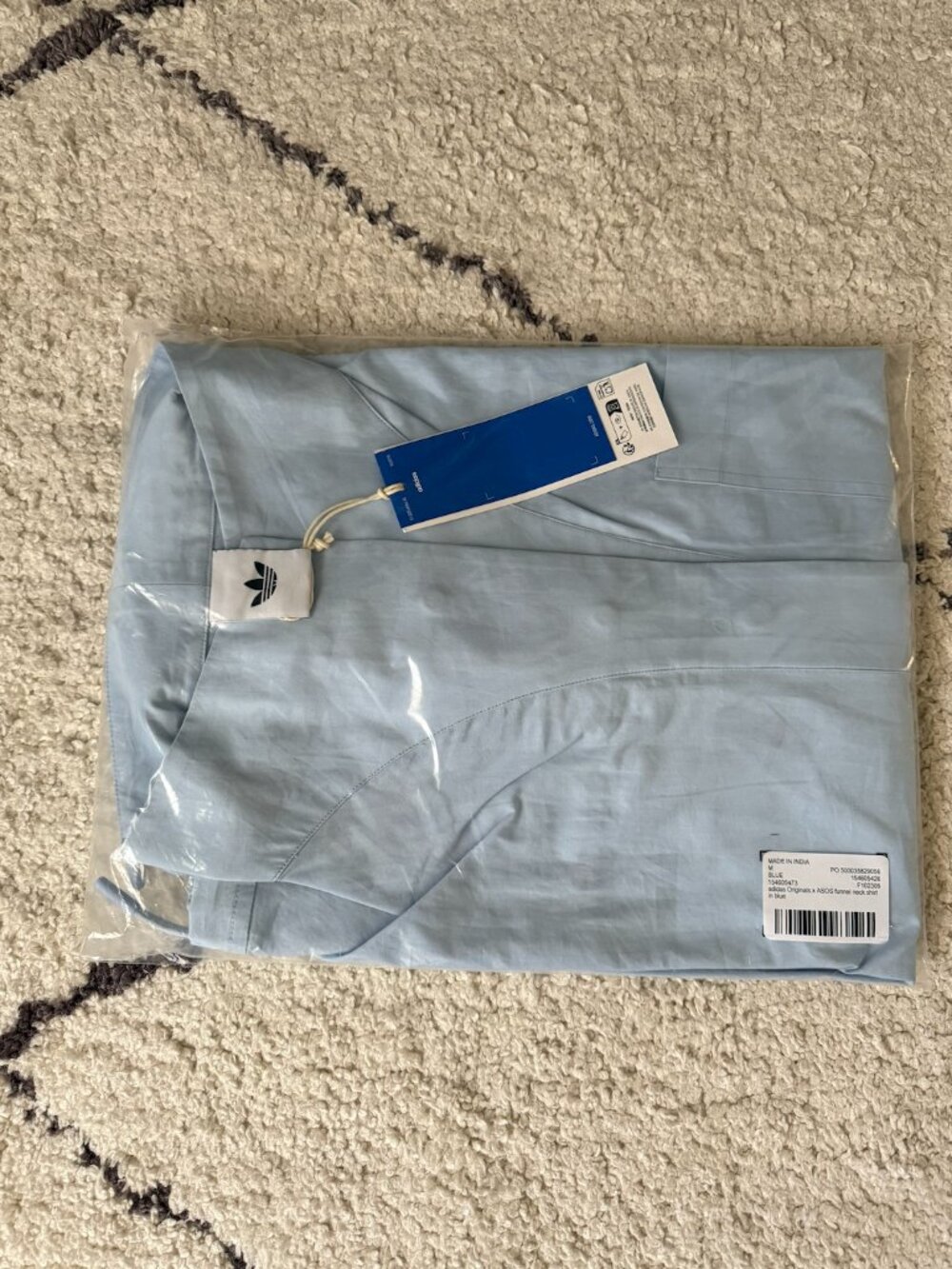 adidas Originals x ASOS funnel neck shirt in blue - size medium - Picture 9 of 9